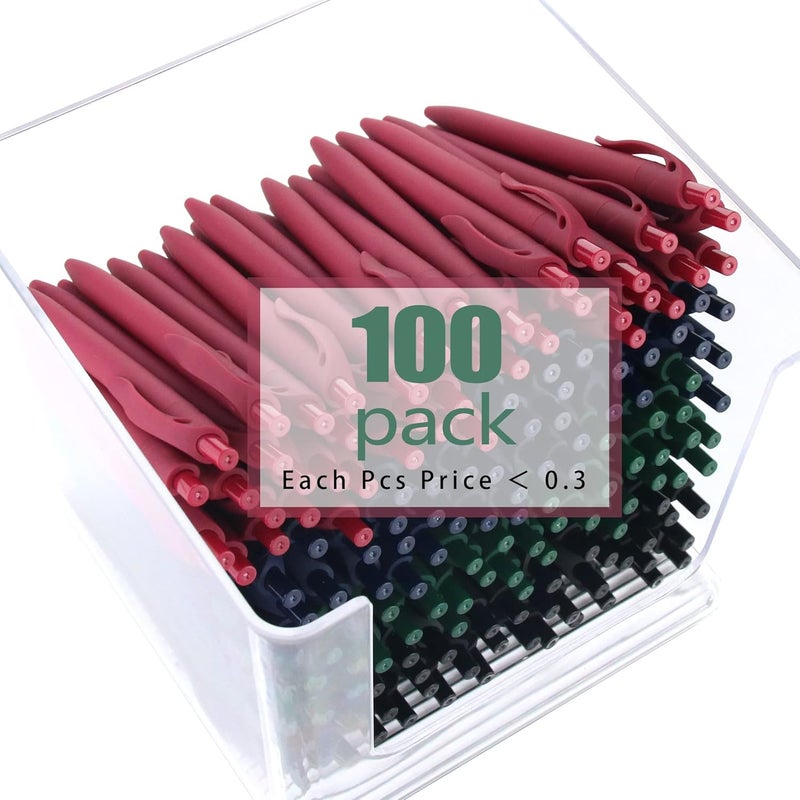 deegtran 100 Pack No Bleed Blue Barrel Click Pens, Wholesale Retractable Ballpoint Pens, Medium Point, Smooth Ink, 1.0MM Black Ink - Image 3